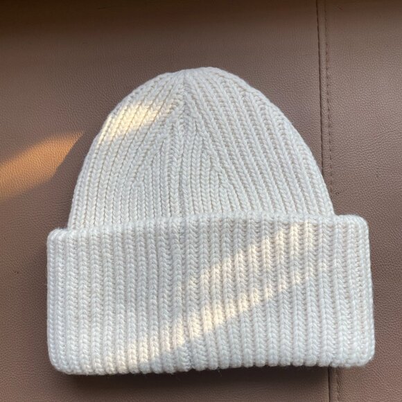 Women's Cream and White Knit Beanie - Picture 3 of 5